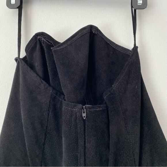 Simply Red Vintage Black Suede Strapless Peplum Dress NWTs size small 3/4 - Picture 6 of 8